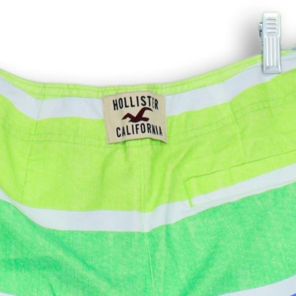NWT HOLLISTER CALIFORNIA MEN'S BLUE, GREEN, WHITE STRIPED BOARD SHORTS SMALL - Picture 4 of 10
